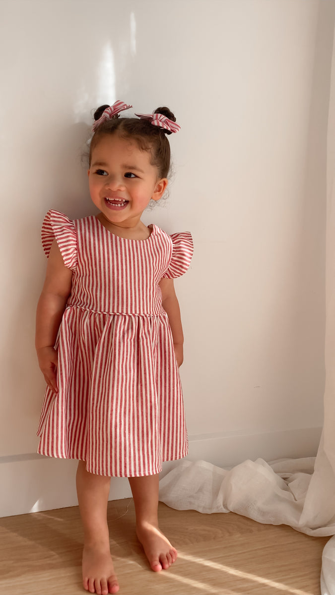 Candy Stripe Bow Dress Blossom and Pear