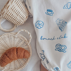 'Brunch Club' Slouch Romper - Blue & White