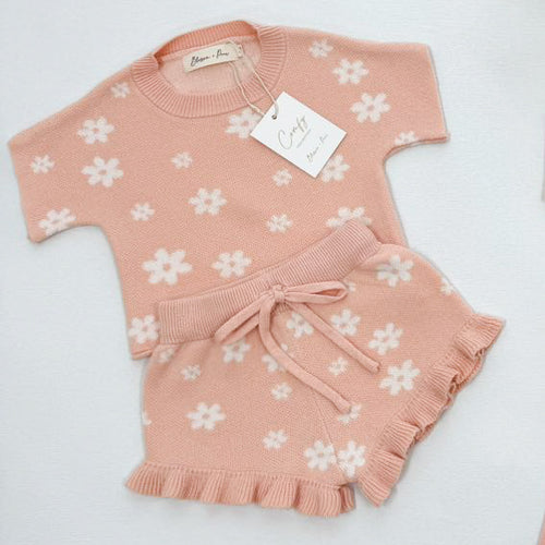 Posy Knit 2 Piece Set - Short Sleeve (NEW Frill Leg) - PRE ORDER EST DISPATCH LATE JAN