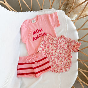 Candy Heart Slouch Romper - Pink & Red