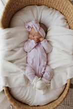 Load image into Gallery viewer, Ribbed Frill Bamboo Zip Growsuit - Violet Purple