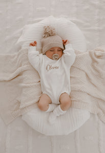 Long Sleeve Personalised Bubble Romper - Milk