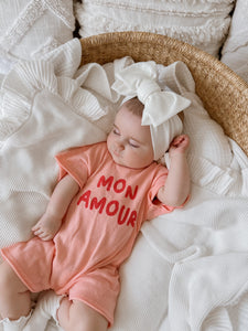 'Mon Amour' Romper - Pink & Red