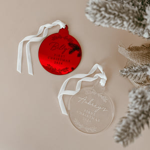 Personalised 'First Christmas 2024' Acrylic Bauble