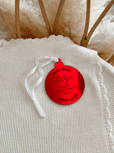 Personalised 'First Christmas 2024' Acrylic Bauble