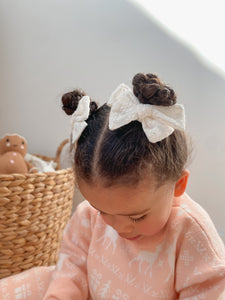 White Broderie Hair Clips