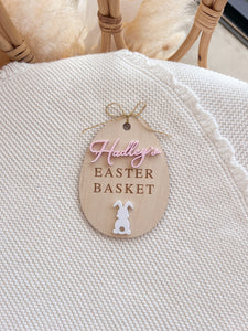 Easter Basket & Tag Bundle - Personalised Tag (Bunny) - Acrylic Name