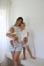 Load image into Gallery viewer, Ladies Knit Stripe Shorts - Blue &amp; White