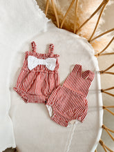 Load image into Gallery viewer, Candy Stripe Bow Romper