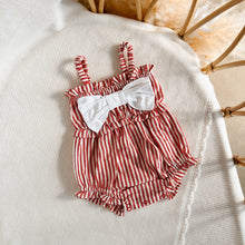 Load image into Gallery viewer, Candy Stripe Bow Romper