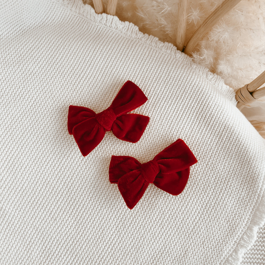 Red Velvet 'Holly' Hair Clips