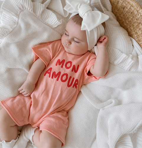 'Mon Amour' Romper - Pink & Red