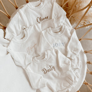 Long Sleeve Personalised Bubble Romper - Milk