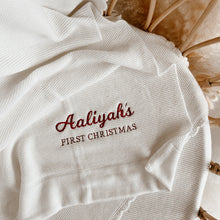 Load image into Gallery viewer, Personalised First Christmas Heirloom Classic Knit Blanket - Vanilla