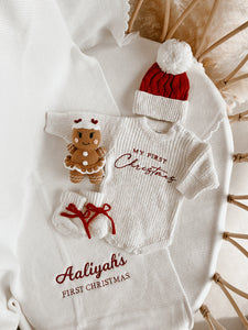 'My First Christmas' Long Sleeve Knit Romper