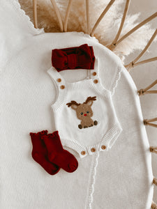 Reindeer Singlet Knit Romper