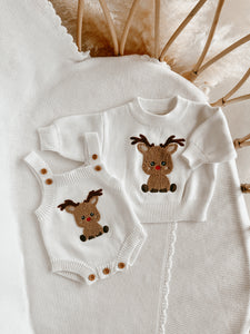 Reindeer Singlet Knit Romper