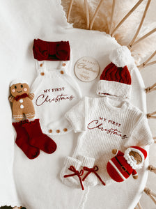 'My First Christmas' Long Sleeve Knit Romper