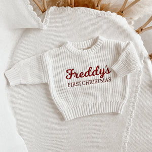 Personalised First Christmas Mini Knit Sweater - Milk