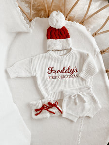 Personalised First Christmas Mini Knit Sweater - Milk