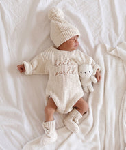 Load image into Gallery viewer, &#39;Hello World&#39; Chunky Knit Romper - Honey