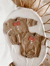 Load image into Gallery viewer, Gingerbread Long Sleeve Bubble Romper