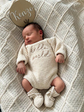 Load image into Gallery viewer, &#39;Hello World&#39; Chunky Knit Romper - Honey