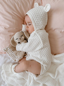 Lamb Long Sleeve Knit Romper - Milk