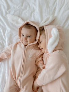 'Little Bunny' Hoodie Zip Romper - Pink