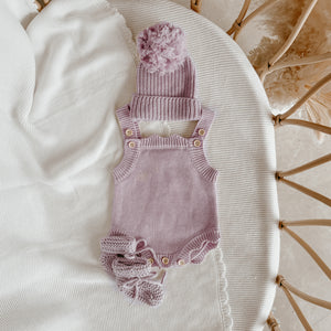 Lavender Scallop Singlet Mini Knit Romper