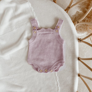 Lavender Scallop Singlet Mini Knit Romper