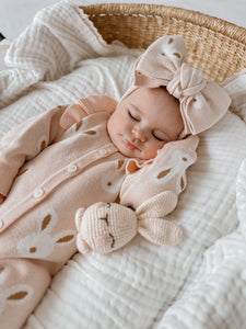 Easter Knit Pink Bunny Romper