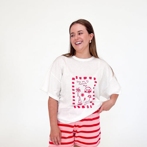 Ladies 'Favourite Days' Tee - White & Red