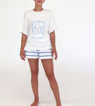 Load image into Gallery viewer, Ladies Knit Stripe Shorts - Blue &amp; White