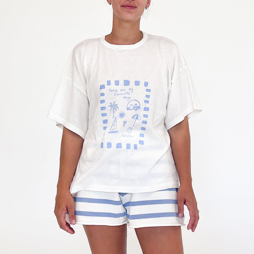 Ladies 'Favourite Days' Tee - White & Blue