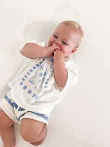 Kids Knit Shorts - Blue & White