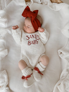 'Santa Baby' Long Sleeve Knit Romper