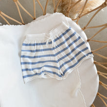 Load image into Gallery viewer, Ladies Knit Stripe Shorts - Blue &amp; White