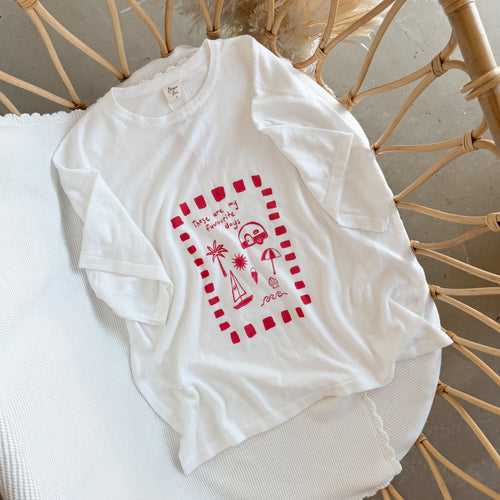 Ladies 'Favourite Days' Tee - White & Red