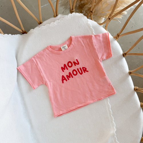 'Mon Amour' Tee - Pink & Red