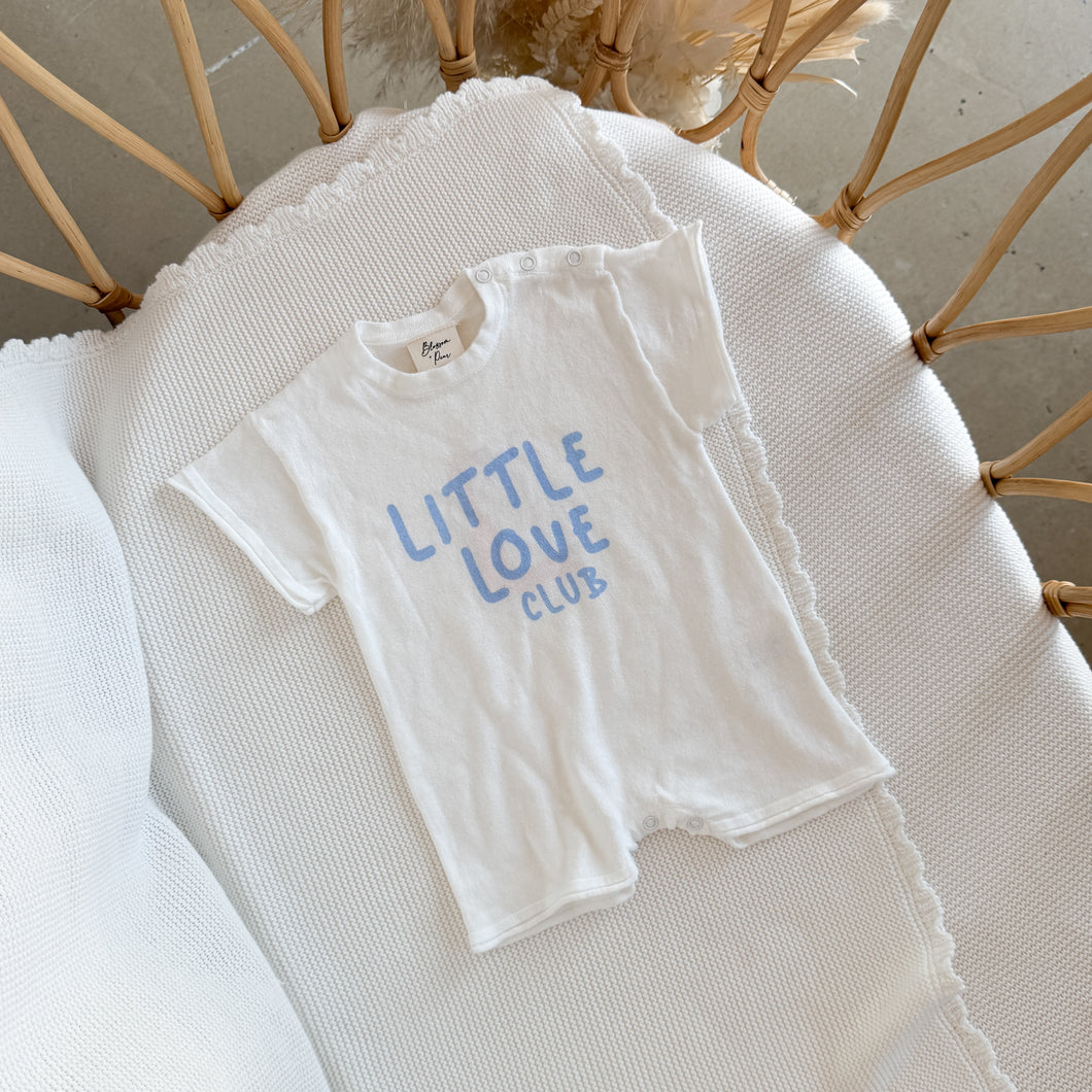 'Little Love Club' Romper - Blue & White