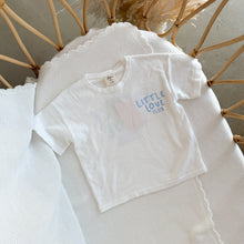 Load image into Gallery viewer, &#39;Little Love Club&#39; Tee - White &amp; Blue - Dual Logo Design