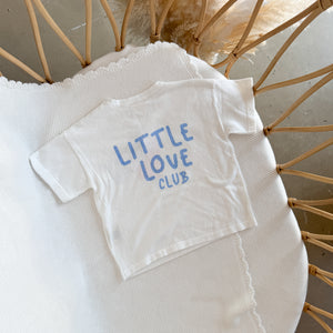 'Little Love Club' Tee - White & Blue - Dual Logo Design