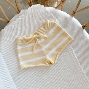 Kids Knit Shorts - Yellow Stripe