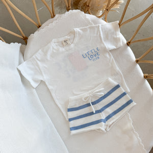 Kids Knit Shorts - Blue & White