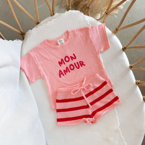 'Mon Amour' Tee - Pink & Red