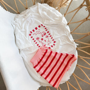 Ladies 'Favourite Days' Tee and Knit Shorts Bundle - White & Red PRE ORDER EST DISPATCH MID FEB