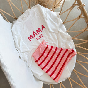 'Mama Club' Tee and Knit Shorts Bundle - White & Red