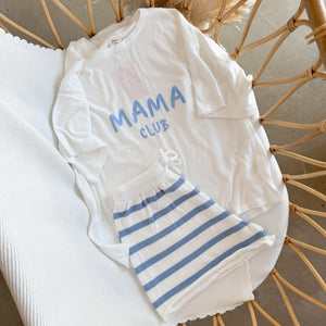 'Mama Club' Tee - White & Blue