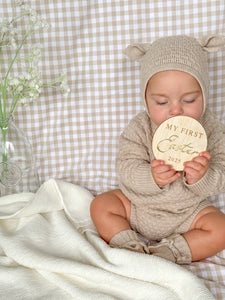 Lamb Long Sleeve Knit Romper Bundle - Fawn